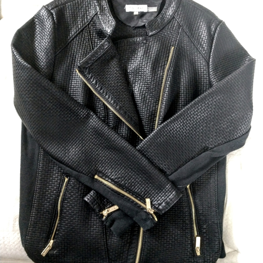 Calvin Klein Women's Large Faux Leather Jacket. Black.